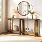 Lantine Solid Wood Console Table, 70.9-Inch Extra Long Wooden Sofa Table Behind Couch for Entryway, Hallway, Foyer, Living Room, Natural Brown