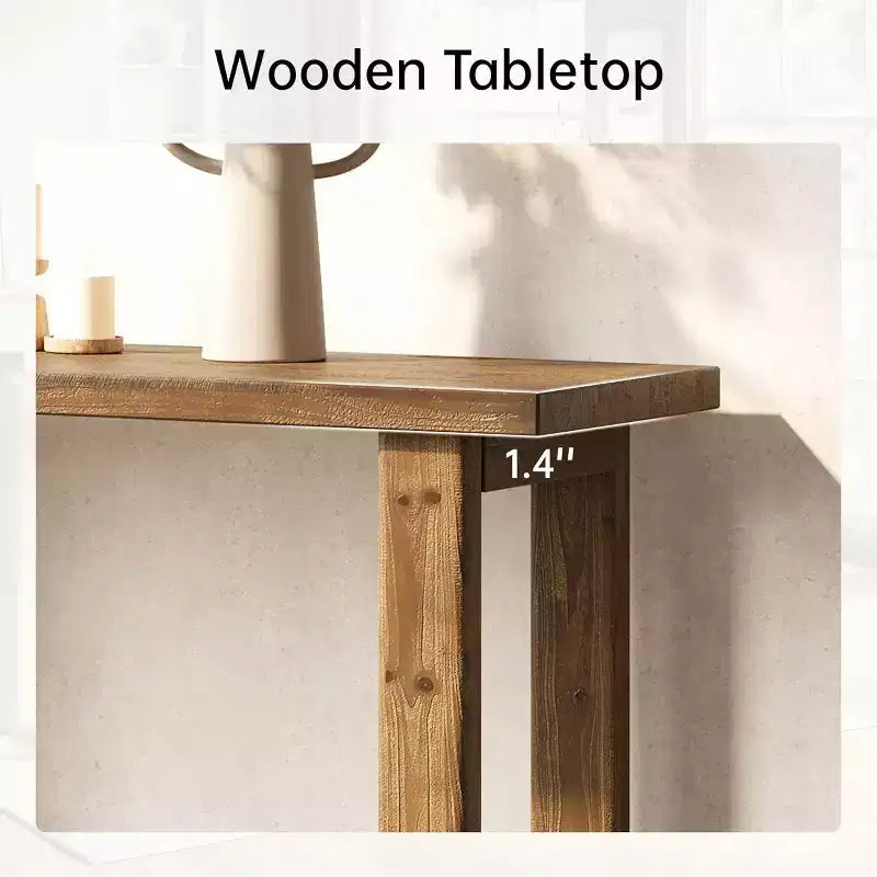 Lantine Solid Wood Console Table, 70.9-Inch Extra Long Wooden Sofa Table Behind Couch for Entryway, Hallway, Foyer, Living Room, Natural Brown