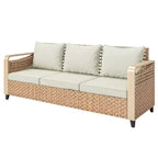 GDFStudio Yvette 76 Modern 3-Seater Outdoor Wicker and Metal Sofa with Cushions