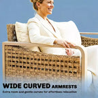 GDFStudio Yvette 76 Modern 3-Seater Outdoor Wicker and Metal Sofa with Cushions