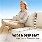 GDFStudio Yvette 76 Modern 3-Seater Outdoor Wicker and Metal Sofa with Cushions