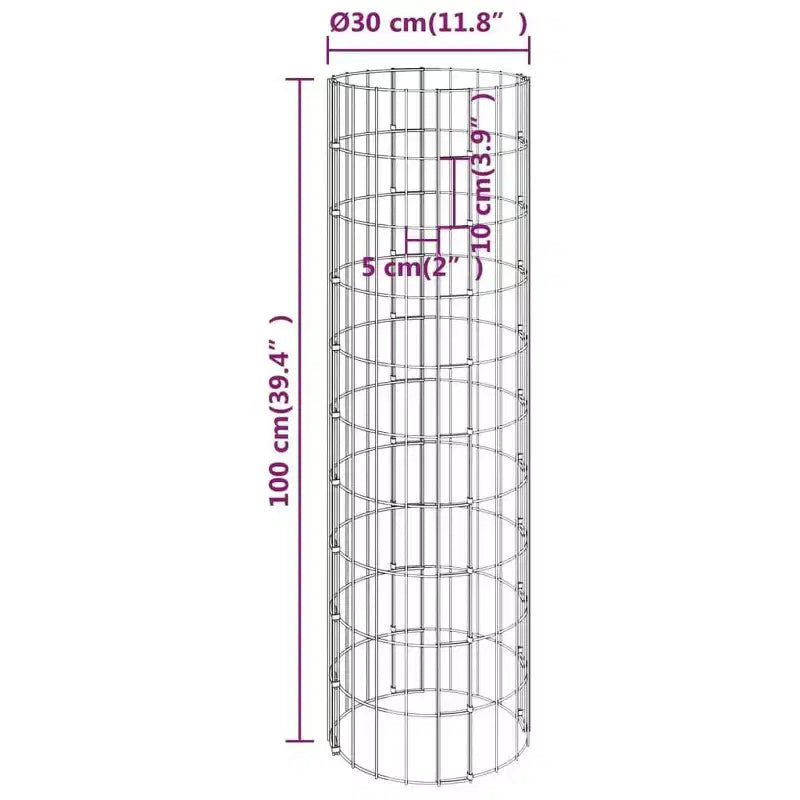 vidaXL Circular Gabion Pole Galvanized Steel 11.8x39.4