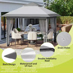 GustoWave 10x10 Ft Pop-Up Gazebo, Instant Waterproof Canopy Tent with Mosquito Netting & Sidewalls, Outdoor Shelter for Patio Garden