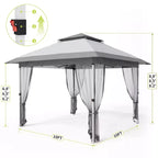 GustoWave 10x10 Ft Pop-Up Gazebo, Instant Waterproof Canopy Tent with Mosquito Netting & Sidewalls, Outdoor Shelter for Patio Garden