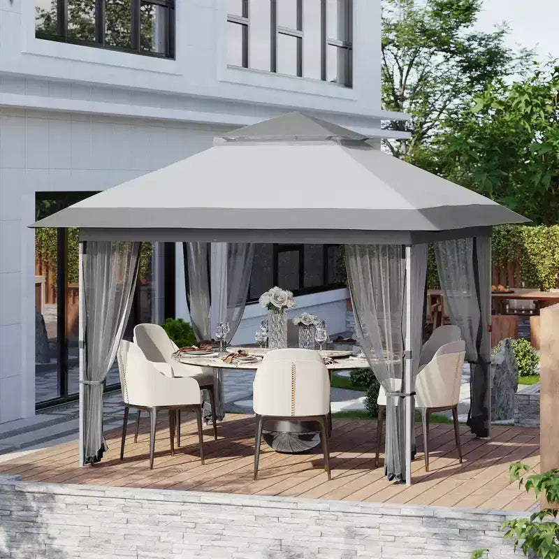 GustoWave 10x10 Ft Pop-Up Gazebo, Instant Waterproof Canopy Tent with Mosquito Netting & Sidewalls, Outdoor Shelter for Patio Garden