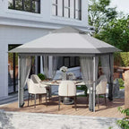 GustoWave 10x10 Ft Pop-Up Gazebo, Instant Waterproof Canopy Tent with Mosquito Netting & Sidewalls, Outdoor Shelter for Patio Garden