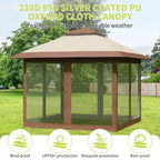 GustoWave 10x10 Ft Pop-Up Gazebo, Instant Waterproof Canopy Tent with Mosquito Netting & Sidewalls, Outdoor Shelter for Patio Garden