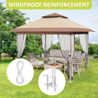 GustoWave 10x10 Ft Pop-Up Gazebo, Instant Waterproof Canopy Tent with Mosquito Netting & Sidewalls, Outdoor Shelter for Patio Garden