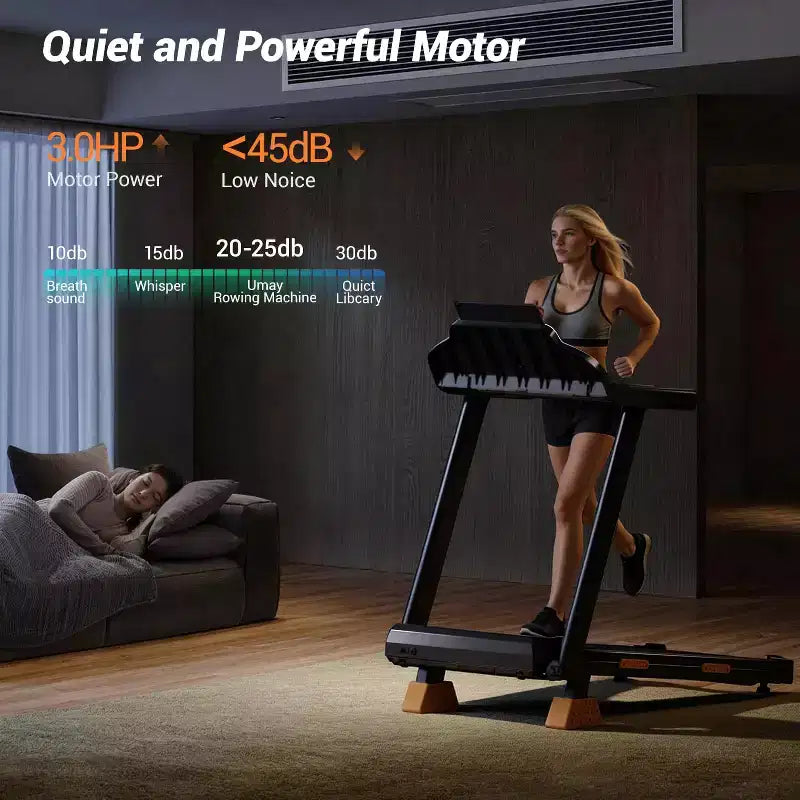 KikiBriz Treadmills for Home with Incline, 7-Layer Shock-Absorbing Foldable Treadmill with Led Screen & Handle Bar Up to Large Capacity