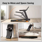KikiBriz Treadmills for Home with Incline, 7-Layer Shock-Absorbing Foldable Treadmill with Led Screen & Handle Bar Up to Large Capacity