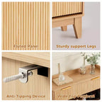 COZONY Narrow Fluted Shoe Cabinet, Slim Double Door Storage Organizer with Adjustable Shelves & 2-Drawer, Compact for Small Spaces