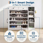 Modern Farmhouse Entryway Storage Cabinet, 6 Adjustable Shelves, 2 Drawers, for Hallway, Living Room