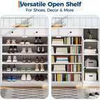 Modern Farmhouse Entryway Storage Cabinet, 6 Adjustable Shelves, 2 Drawers, for Hallway, Living Room