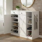 Modern Farmhouse Entryway Storage Cabinet, 6 Adjustable Shelves, 2 Drawers, for Hallway, Living Room