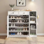Modern Farmhouse Entryway Storage Cabinet, 6 Adjustable Shelves, 2 Drawers, for Hallway, Living Room