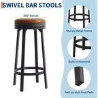 Set of 2 Backless Swivel Bar Stools 30 Inch, Counter Height Kitchen Stools with Footrest, Waterproof PU Leather Seat for Kitchen Island and Home Bar