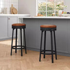 Set of 2 Backless Swivel Bar Stools 30 Inch, Counter Height Kitchen Stools with Footrest, Waterproof PU Leather Seat for Kitchen Island and Home Bar
