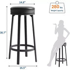Set of 2 Backless Swivel Bar Stools 30 Inch, Counter Height Kitchen Stools with Footrest, Waterproof PU Leather Seat for Kitchen Island and Home Bar