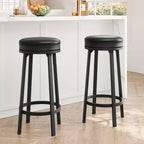 Set of 2 Backless Swivel Bar Stools 30 Inch, Counter Height Kitchen Stools with Footrest, Waterproof PU Leather Seat for Kitchen Island and Home Bar