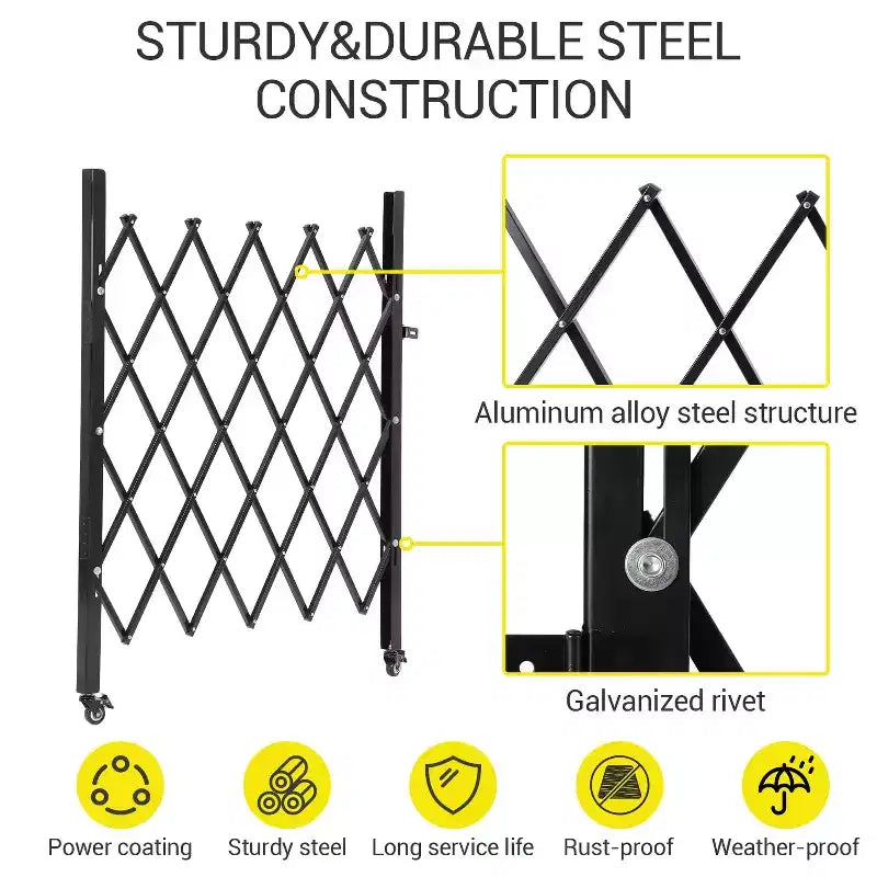 Foldable Security Gate with Universal Wheels, Expanding Fence 360Rolling Barricade Gate, Courtyard Garden Garade Yard