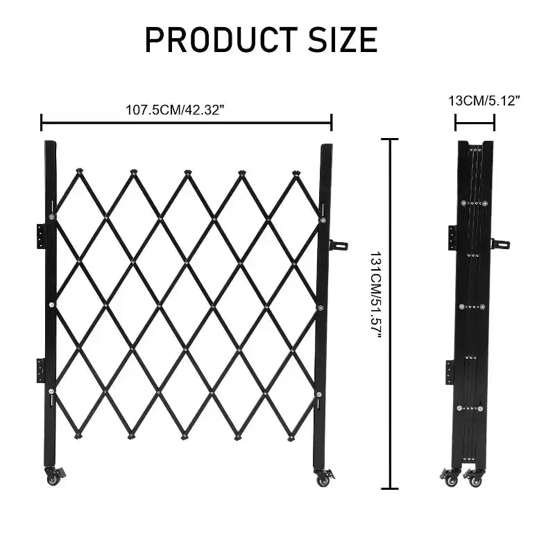Foldable Security Gate with Universal Wheels, Expanding Fence 360Rolling Barricade Gate, Courtyard Garden Garade Yard