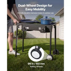 VEVOR 2 Burner Outdoor Propane Gas Stove, 150,000 BTU Propane LPG Gas Camping Stove with 2 Wheels & 20 PSI Regulator & Hose, Black