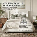 Christopher Knight Home Johnny Modern Boucle Upholstered Platform Bed with Wingback Headboard