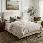 Christopher Knight Home Johnny Modern Boucle Upholstered Platform Bed with Wingback Headboard