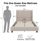 Christopher Knight Home Johnny Modern Boucle Upholstered Platform Bed with Wingback Headboard