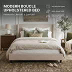 Christopher Knight Home Johnny Modern Boucle Upholstered Platform Bed with Wingback Headboard