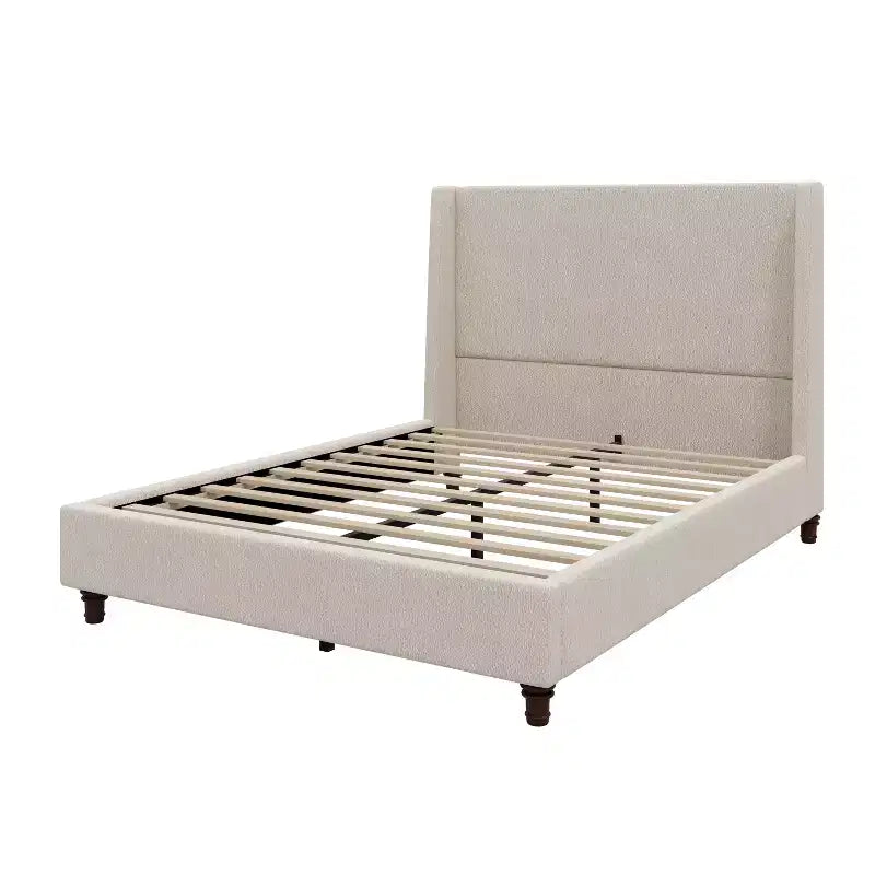 Christopher Knight Home Johnny Modern Boucle Upholstered Platform Bed with Wingback Headboard