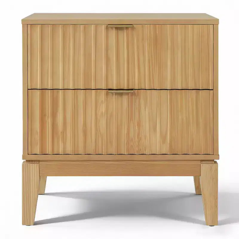 Christopher Knight Home Modern Fluted Wood Nightstand with 2 Drawers