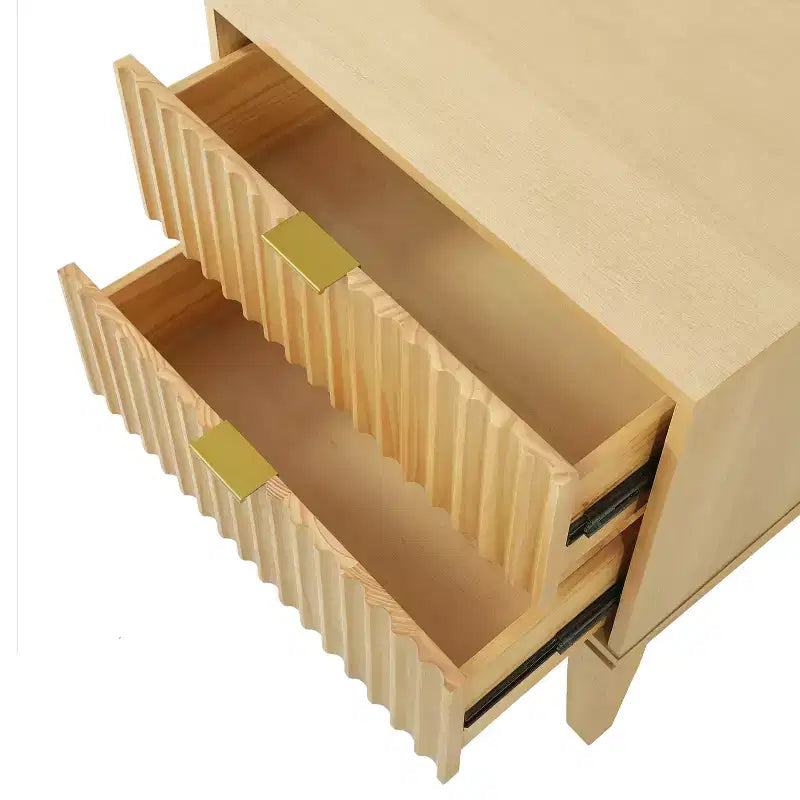 Christopher Knight Home Modern Fluted Wood Nightstand with 2 Drawers