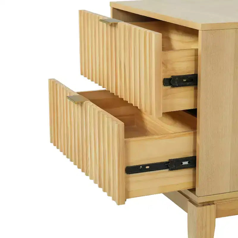 Christopher Knight Home Modern Fluted Wood Nightstand with 2 Drawers