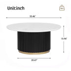 Christopher Knight Home Mustafa Modern Wood and Iron Round Coffee Table with Fluted Pedestal Base