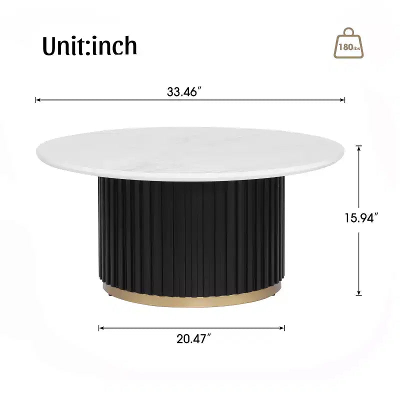 Christopher Knight Home Mustafa Modern Wood and Iron Round Coffee Table with Fluted Pedestal Base