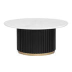 Christopher Knight Home Mustafa Modern Wood and Iron Round Coffee Table with Fluted Pedestal Base