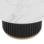 Christopher Knight Home Mustafa Modern Wood and Iron Round Coffee Table with Fluted Pedestal Base