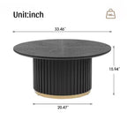 Christopher Knight Home Mustafa Modern Wood and Iron Round Coffee Table with Fluted Pedestal Base