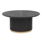 Christopher Knight Home Mustafa Modern Wood and Iron Round Coffee Table with Fluted Pedestal Base
