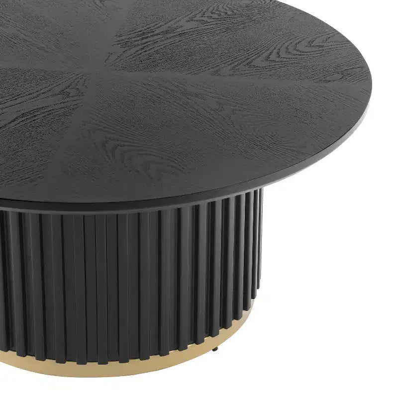 Christopher Knight Home Mustafa Modern Wood and Iron Round Coffee Table with Fluted Pedestal Base