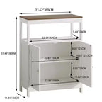 Modern Storage Cabinet with Double Doors, Freestanding Bathroom Organizer with Adjustable Shelf and Wood Top for Kitchen, Entryway, White
