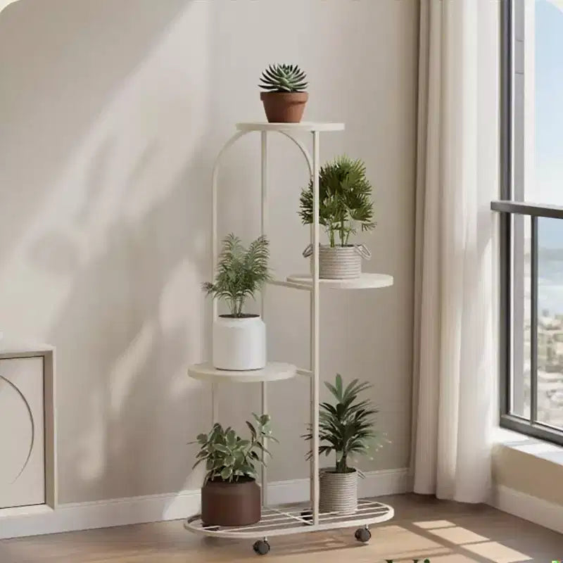 Metal Plant Stand With Wheels, Corner Tiered Plant Shelf Indoor Outdoor, Matte Black Rolling Plant Rack For Living Room Balcony Patio