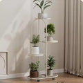 Metal Plant Stand With Wheels, Corner Tiered Plant Shelf Indoor Outdoor, Matte Black Rolling Plant Rack For Living Room Balcony Patio