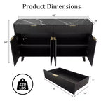 Buffet Sideboard, 2 Drawers, 4 Doors, Adjustable Shelves, Storage, for Home, Living Room