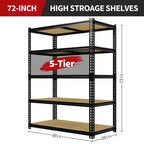 40x20x72 Heavy Duty Garage Storage Shelves, 5-Level Adjustable Steel Shelving Rack,2500 lb Capacity Utility Organizer