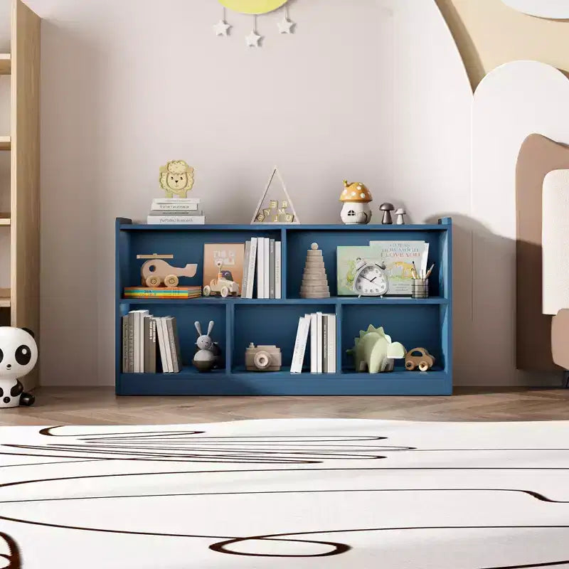 Wooden Kids Storage Cabinet with 5 Sections, Montessori Bookshelf and Toy Organizer for Nursery, Playroom, Classroom & Bedroom