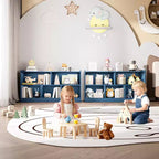 Wooden Kids Storage Cabinet with 5 Sections, Montessori Bookshelf and Toy Organizer for Nursery, Playroom, Classroom & Bedroom