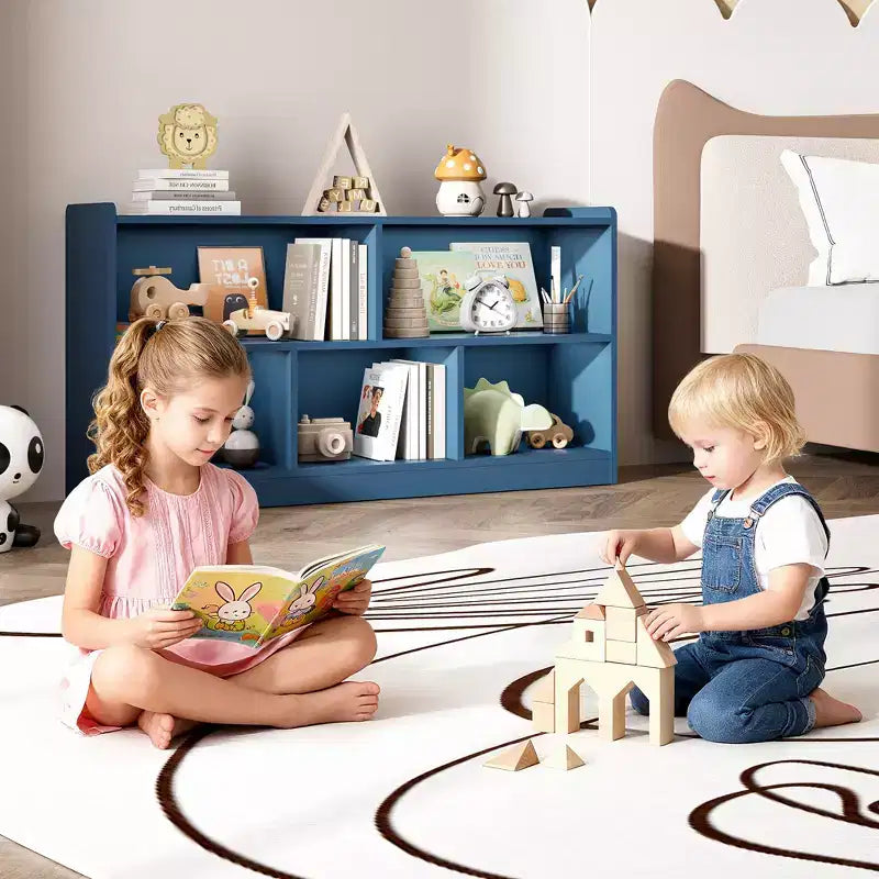 Wooden Kids Storage Cabinet with 5 Sections, Montessori Bookshelf and Toy Organizer for Nursery, Playroom, Classroom & Bedroom