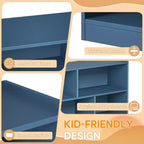 Wooden Kids Storage Cabinet with 5 Sections, Montessori Bookshelf and Toy Organizer for Nursery, Playroom, Classroom & Bedroom